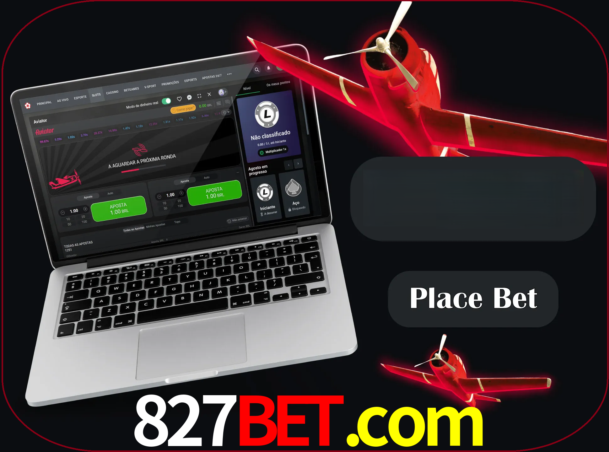 Especifique a quantia de dinheiro e faça uma aposta.