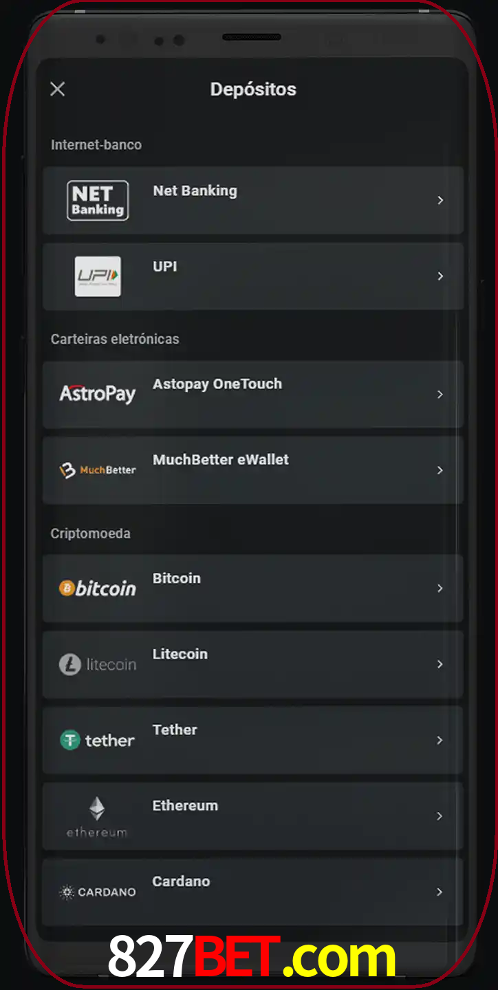 Você pode usar métodos alternativos de depósito.