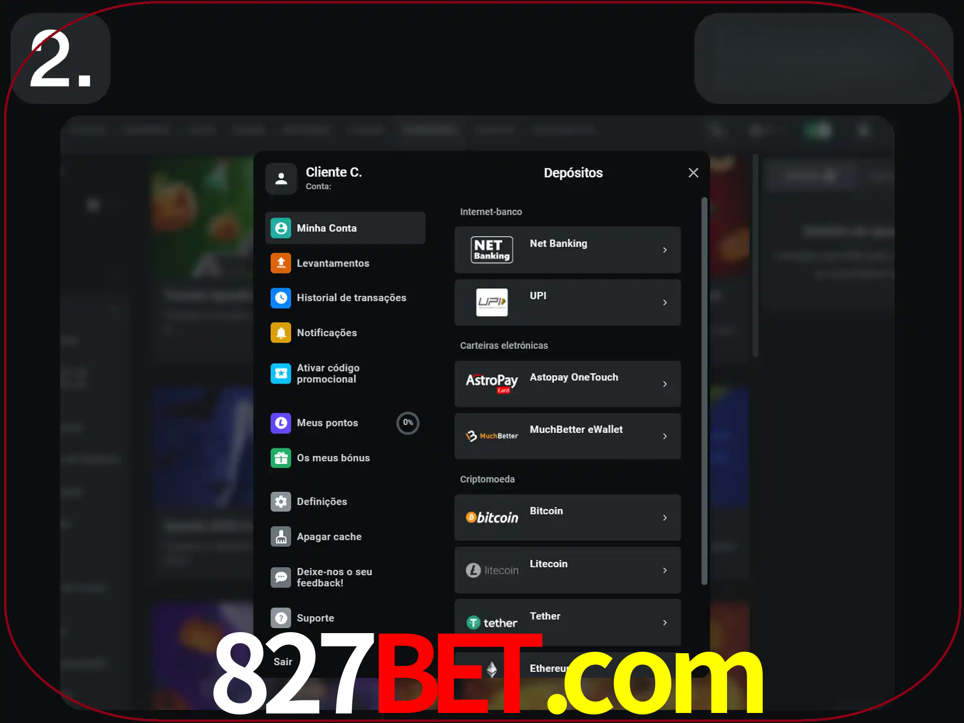 Clique na forma de pagamento preferida.