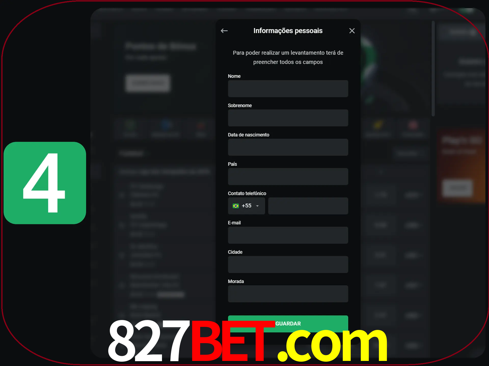 Preencha todos os campos no formulário de registro.